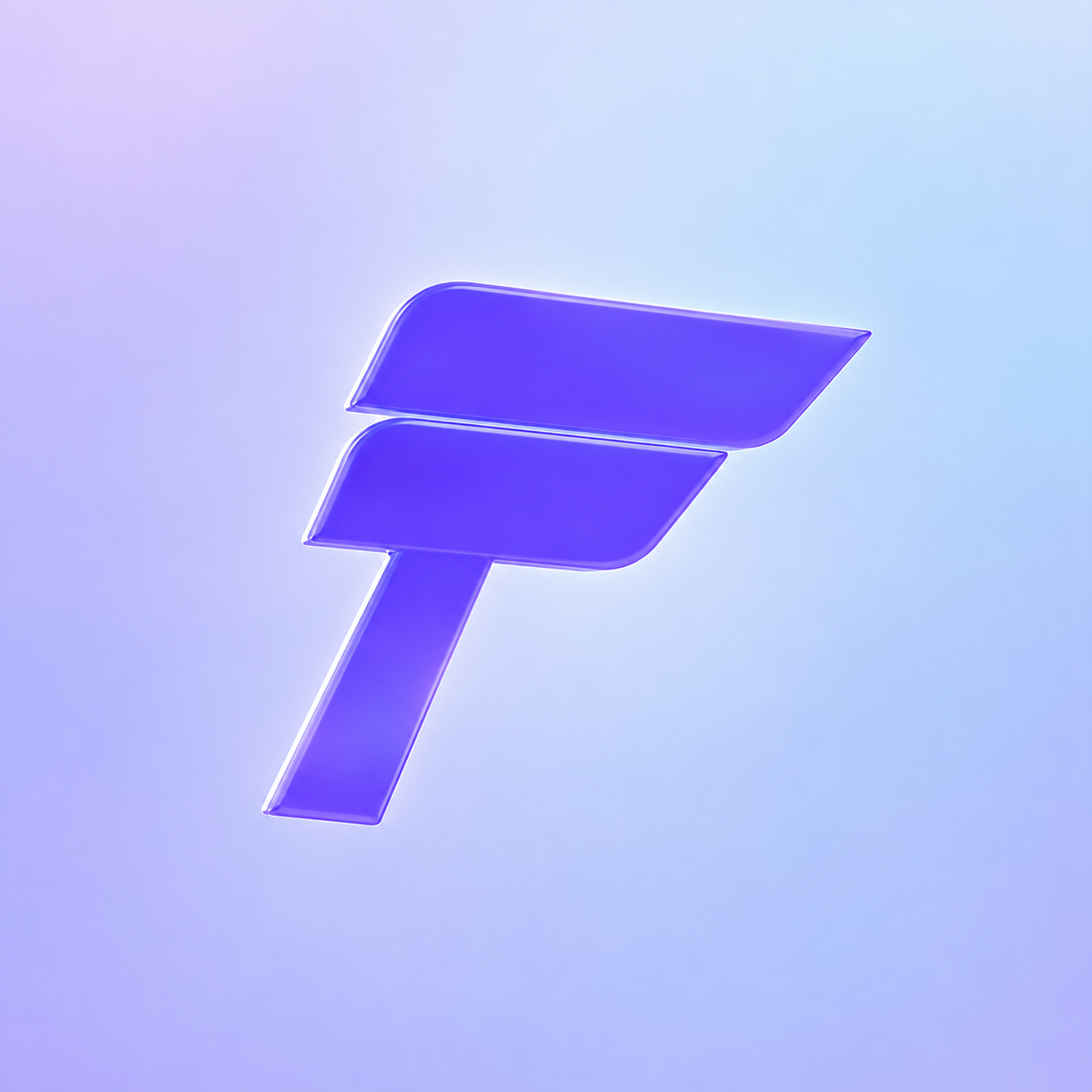 FUTURE’s violet glass F on a lavender and icy-blue background